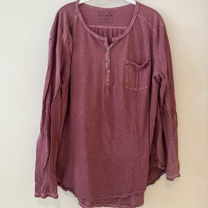 We The Free Free People Button Henley Pocketed Long Sleeve Shirt